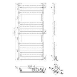 Radiateur de salle de bain gris gunmetal moderne, panneau plat, porte-serviettes chauffant 1200x500mm