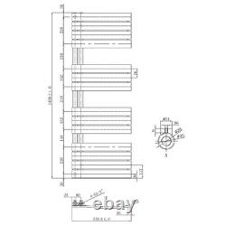 Radiateur de salle de bain moderne design décalé en nickel avec chauffe-serviettes 1400x550mm