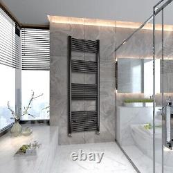 Radiateur de salle de bain noir mat droit élégant avec support de serviettes en échelle au Royaume-Uni