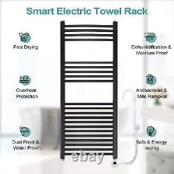 Radiateur de salle de bain thermostatique noir droit avec barres chauffantes électriques