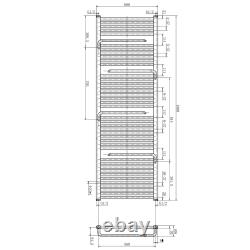 Radiateur de salle de bains avec porte-serviettes chauffant 1800 x 600 mm 7 couleurs