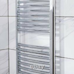 Radiateur de salle de bains chauffant contemporain courbé 1500 x 450 en chrome