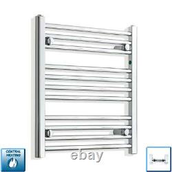 Radiateur de serviette chauffant chrome 600 x 650 mm pour chauffage central, plat et droit