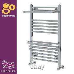 Radiateur de serviette chauffant compact en chrome pour salle de bain et porte-serviettes de rangement 800x500mm