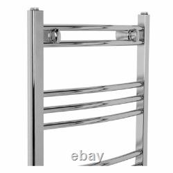 Radiateur de serviette chauffant courbé pour salle de bain 1200 x 495 en chrome échelle