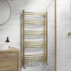Radiateur de serviette courbé chauffant en laiton brossé 1200 x 600 mm monté au mur pour salle de bain