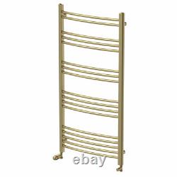 Radiateur de serviette courbé chauffant en laiton brossé 1200 x 600 mm monté au mur pour salle de bain