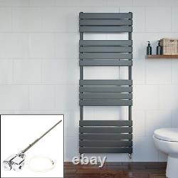 Radiateur de serviettes chauffant à double combustible à panneau plat pour salle de bain 1600x600 Thermostatique Anthracite