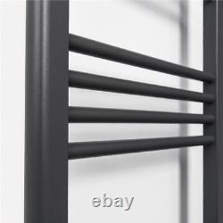 Radiateur de serviettes chauffant à double combustible en anthracite 1200 x 450mm plat monté au mur avec commande manuelle