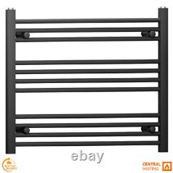 Radiateur de serviettes chauffant droit Matt Black de 800 mm de large, barre de salle de bain élégante