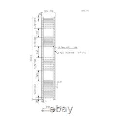 Radiateur de serviettes chauffant droit en chrome moderne 1800 x 300 mm avec 30 barres