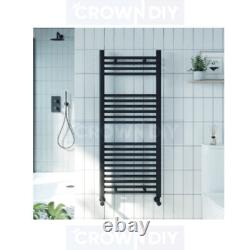 Radiateur de serviettes chauffant droit en chrome noir pour salle de bain 22mm