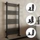 Radiateur De Serviettes Chauffant Droit Noir Mat Et Vannes Thermostatiques
