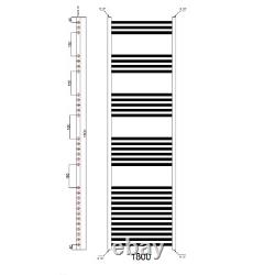 Radiateur de serviettes chauffant droit noir mat et vannes thermostatiques