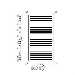 Radiateur de serviettes chauffant droit noir mat pour salle de bain avec vannes TRV à double énergie