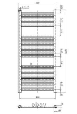 Radiateur de serviettes chauffant électricité or pour salle de bain Newark échelle chauffante 1200 x 500 mm