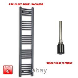 Radiateur de serviettes chauffant électrique noir 1400 x 300 mm prérempli WIFI pour salle de bain