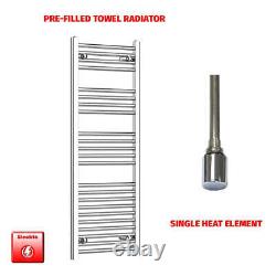 Radiateur de serviettes chauffant électrique pré-rempli HTR Chrome 1200 x 500 mm pour salle de bain