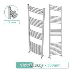 Radiateur de serviettes chauffant moderne en chrome, échelle droite incurvée pour salle de bain