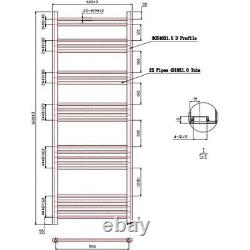 Radiateur de serviettes chauffant plat de salle de bain avec valves en chrome noir laiton gris blanc