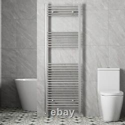 Radiateur de serviettes chauffant plat pour salle de bain avec vannes en chrome noir, laiton gris et blanc