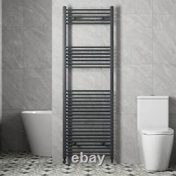 Radiateur de serviettes chauffant plat pour salle de bain avec vannes en chrome noir, laiton gris et blanc