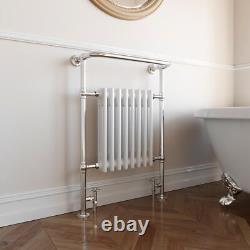 Radiateur de serviettes chauffant traditionnel 952 mm x 659 mm en acier chrome monté au mur