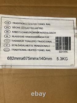 Radiateur de serviettes chauffant traditionnel en chrome 682 x 675 x 140mm (Petites marques de surface)