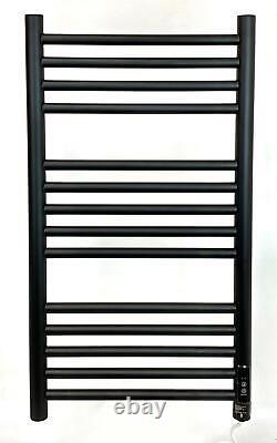 Radiateur de serviettes électrique noir chauffant 3,4,5 & 600 large x 720mm haut Rail de salle de bains