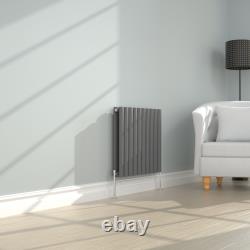 Radiateur design anthracite ovale à colonnes plates avec barres de serviettes intégrées et chauffage central