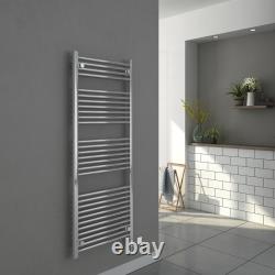 Radiateur droit chromé et blanc pour serviettes de salle de bain design chauffé électriquement