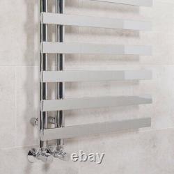 Radiateur échelle porte-serviettes carré chauffant de salle de bains design 1600 x 600 mm en chrome.