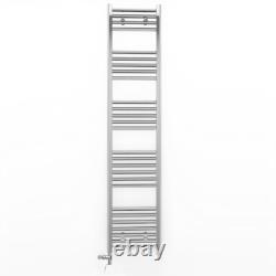 Radiateur porte-serviettes chauffant droit à double carburant chromé de 400 mm de large pour salle de bain