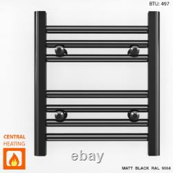 Radiateur porte-serviettes chauffant noir mat de 400 mm de hauteur - Radiateur pour petite salle de bain