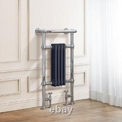 Radiateur porte-serviettes chauffant traditionnel victorien en chrome et gris de 952 x 479 mm