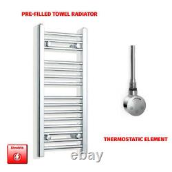 Radiateur porte-serviettes électrique chromé de 300 mm de large, chauffant la salle de bain de designer