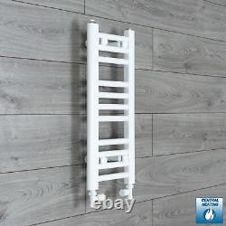 Radiateur sèche-serviettes blanc étroit de designer pour salle de bain, échelle chauffante de 250 mm de largeur.