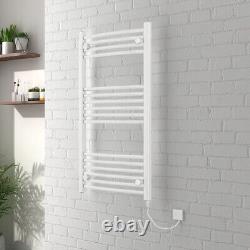 Radiateur sèche-serviettes chauffant courbé blanc électrique pour salle de bain 1000 x 500 mm