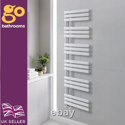 Radiateur sèche-serviettes chauffant décalé à panneau ovale design blanc pour salle de bains 1750x500 mm