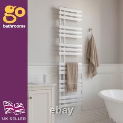 Radiateur sèche-serviettes chauffant décalé à panneau ovale design blanc pour salle de bains 1750x500 mm