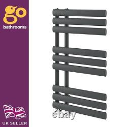 Radiateur sèche-serviettes chauffant décalé à panneau ovale design gris pour salle de bains 820 x 500 mm