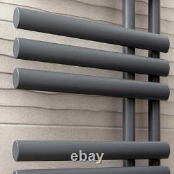 Radiateur sèche-serviettes chauffant décalé à panneau ovale gris design pour salle de bains 1750x500 mm