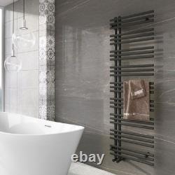 Radiateur sèche-serviettes chauffant décalé gris design vertical pour salle de bain 1600x500 mm