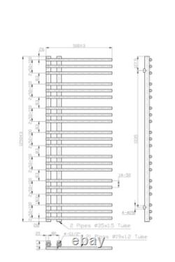 Radiateur sèche-serviettes chauffant design blanc rond 1250 x 500 mm en échelle