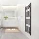Radiateur S&egrave;che-serviettes Chauffant Design Noir &eacute;chelle 200 Mm De Large Pour Salle De Bains &eacute;troite Uk