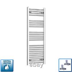 Radiateur sèche-serviettes chauffant en chrome 1200 x 450 mm pour chauffage central, plat et courbé