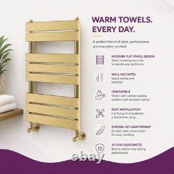 Radiateur sèche-serviettes chauffant en or brossé 800 mm à panneau plat pour salle de bains