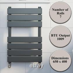 Radiateur sèche-serviettes chauffant moderne 650mm x 400mm panneau plat anthracite