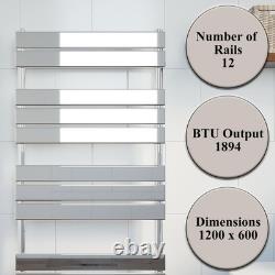 Radiateur sèche-serviettes chauffant pour salle de bain 1200 x 600 mm, panneau plat chromé pour chauffage central