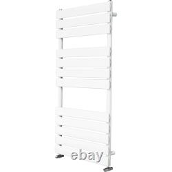 Radiateur sèche-serviettes chauffant pour salle de bain design, panneau plat, colonne ovale, blanc